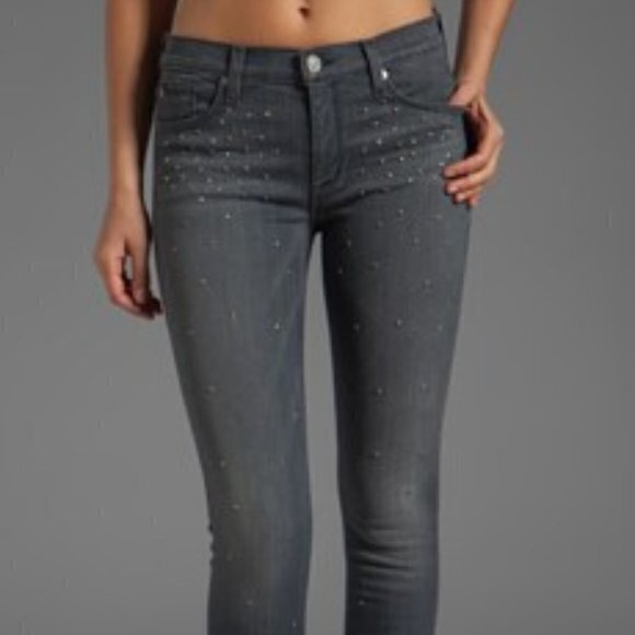Hudson Jeans Nico Studded Super Skinny Midrise Jeans in Alloy Womens Size 29 - Picture 3 of 13